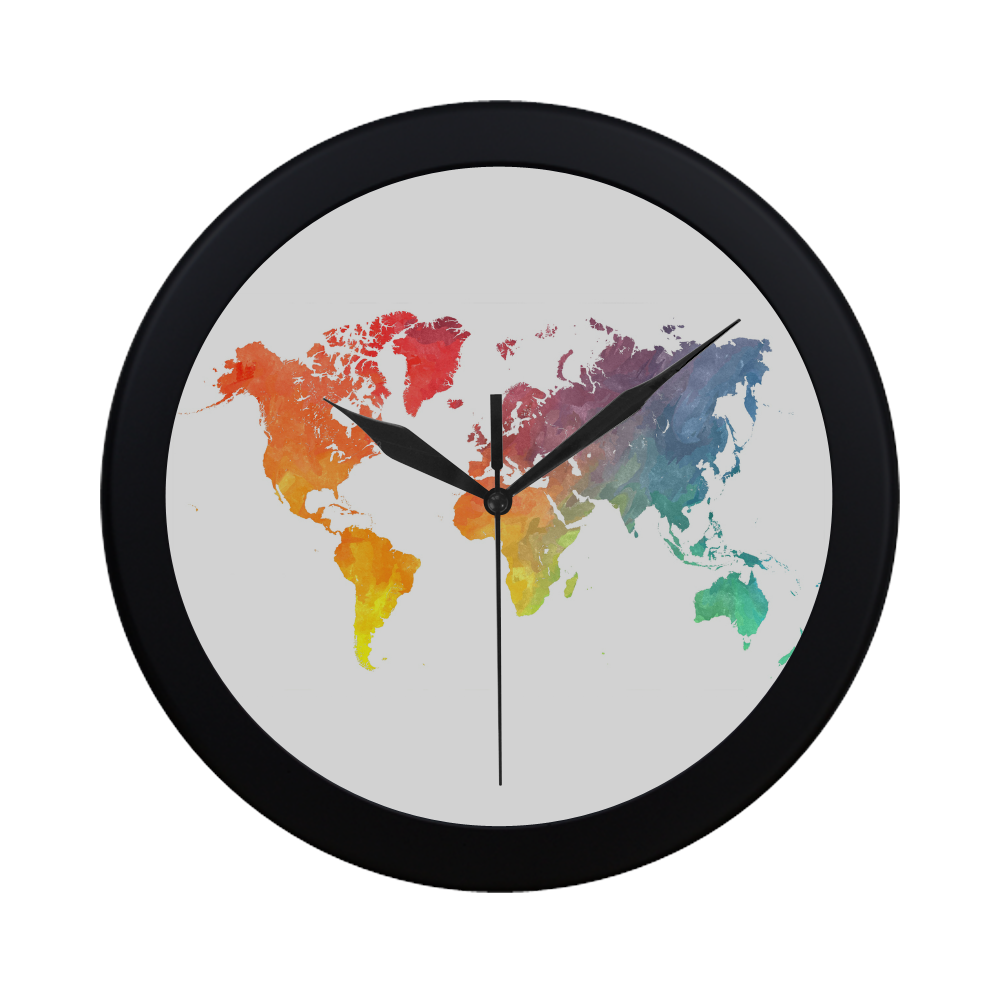 world map 15 Circular Plastic Wall clock