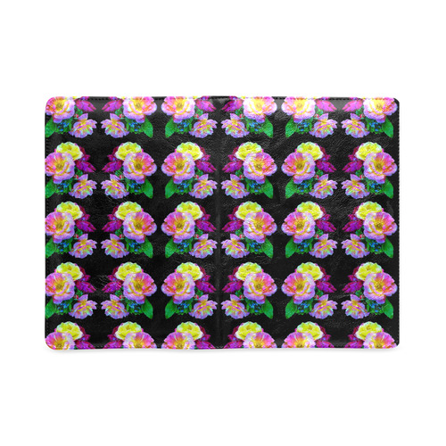 Rosa Yellow Roses on Black Pattern Custom NoteBook A5
