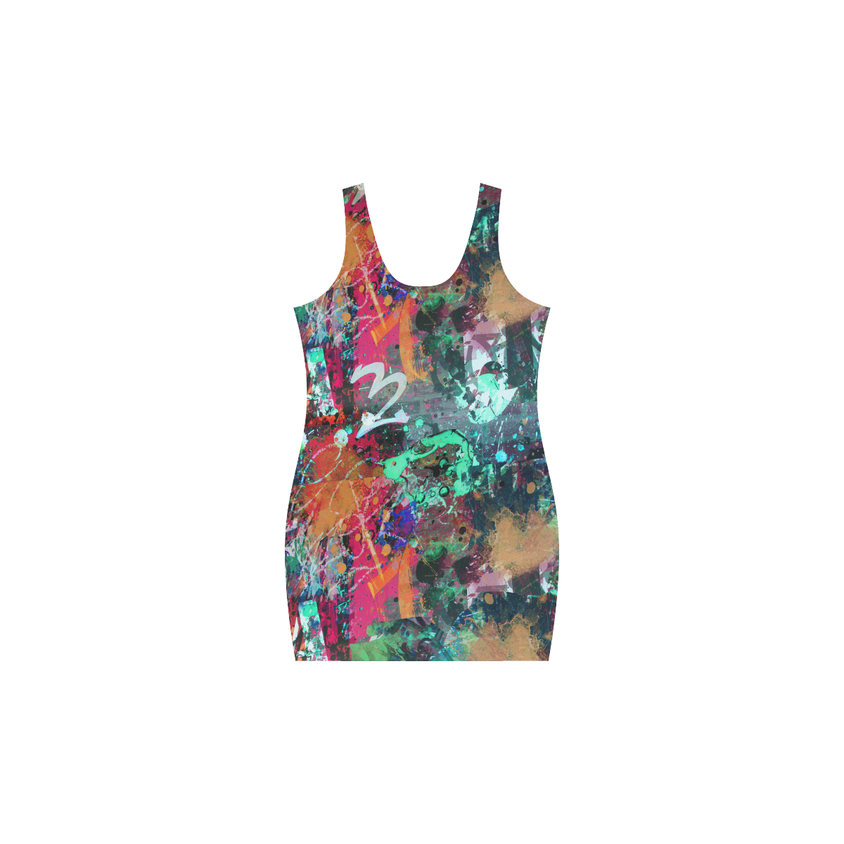 Graffiti Wall and Paint Splatter Medea Vest Dress (Model D06)