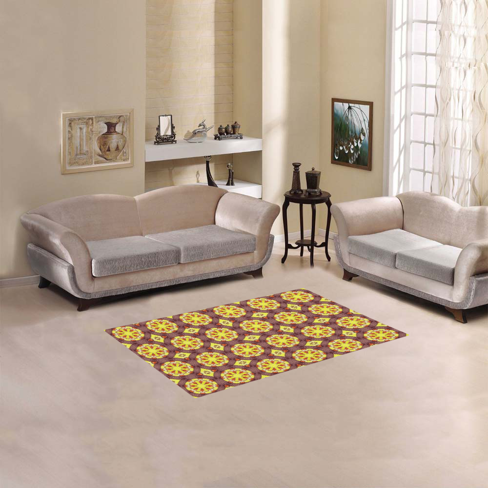Yellow and Brown Abstract Area Rug 2'7"x 1'8‘’