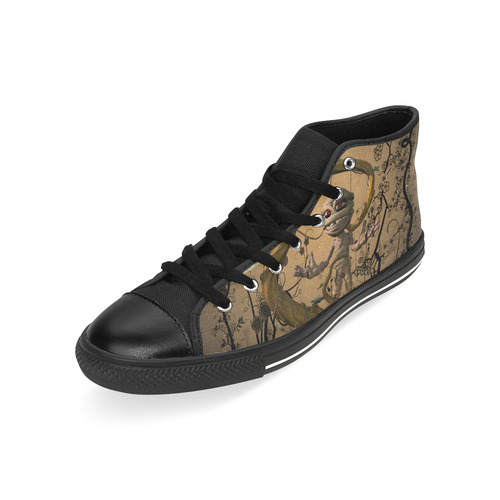 Funny mummy with pumpkins High Top Canvas Women's Shoes/Large Size (Model 017)