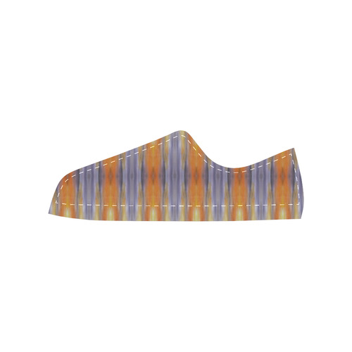 Gray Orange Stripes Pattern Canvas Women's Shoes/Large Size (Model 018)