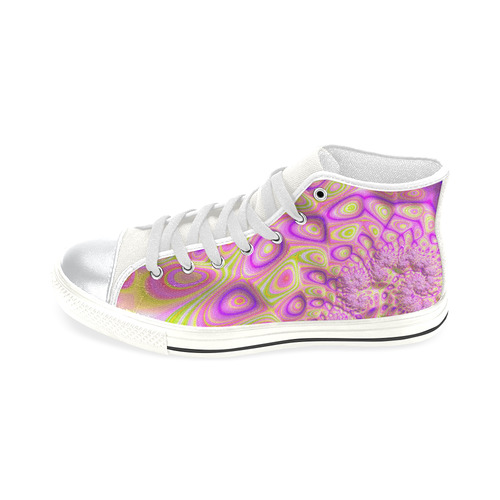 Pink Pink Green Cute Funny Fractal Art High Top Canvas Women's Shoes/Large Size (Model 017)
