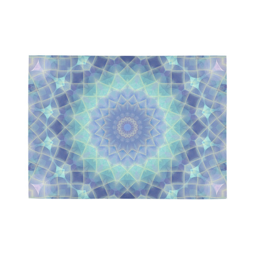 Blue and Turquoise mosaic Area Rug7'x5'
