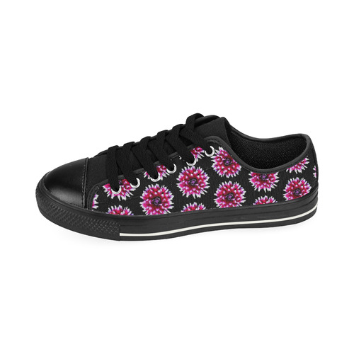 Dahlias Pattern in Pink, Red Canvas Women's Shoes/Large Size (Model 018)