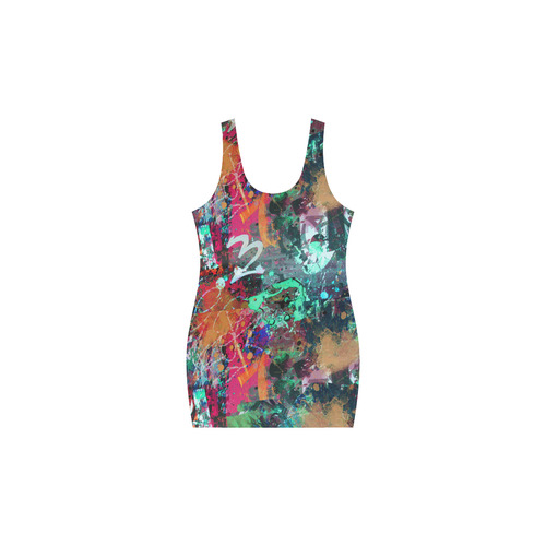 Graffiti Wall and Paint Splatter Medea Vest Dress (Model D06)