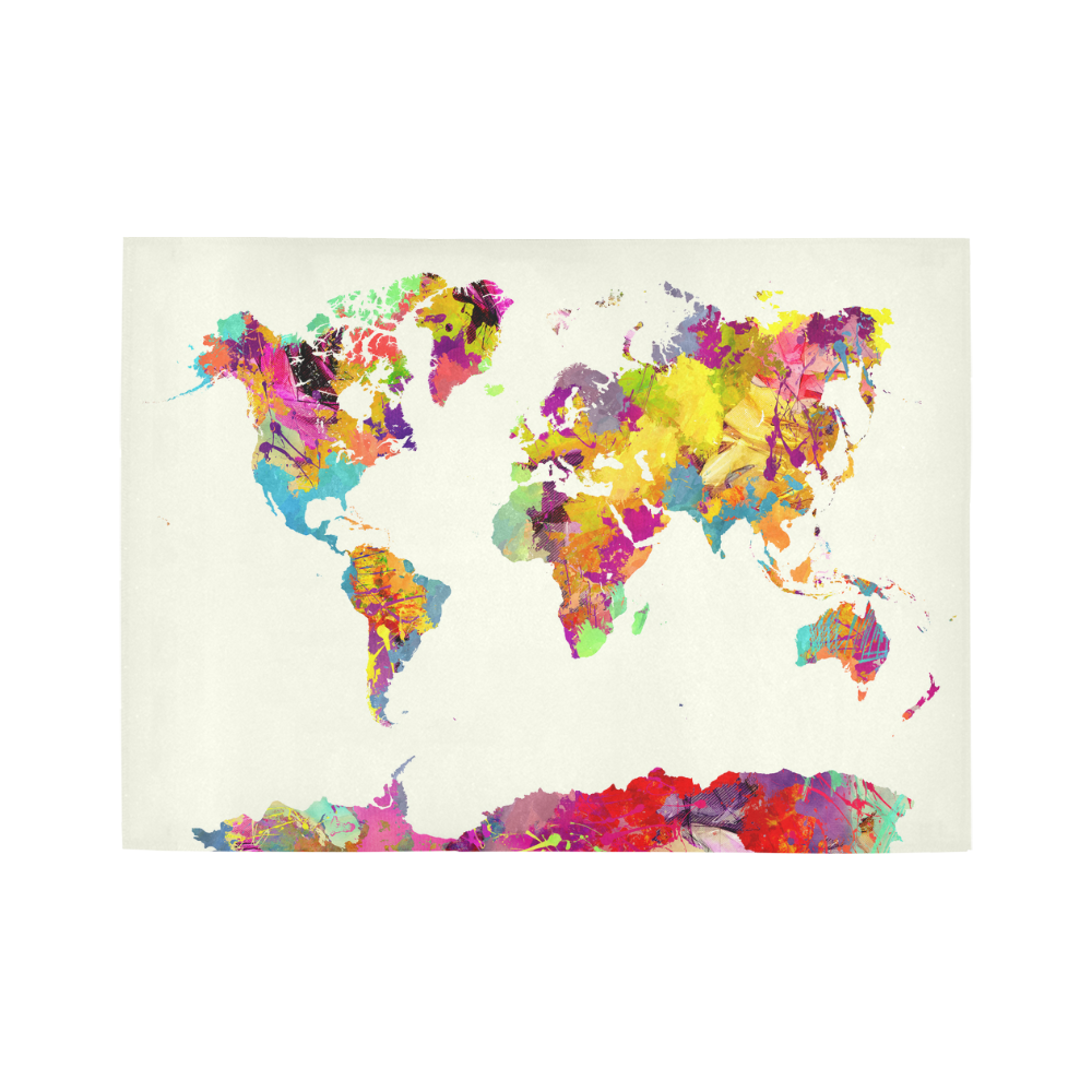 world map Area Rug7'x5'