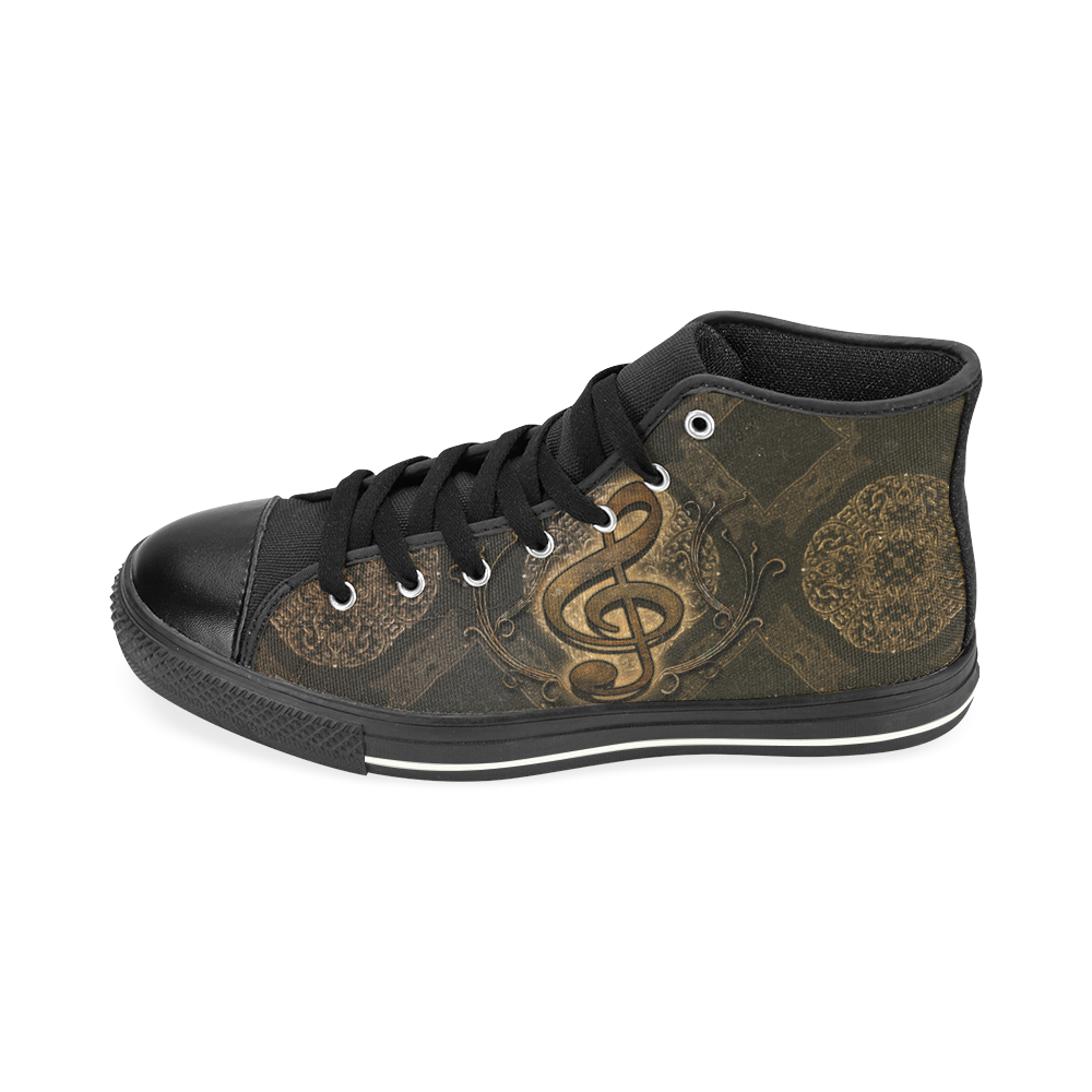 Decorative clef, music High Top Canvas Women's Shoes/Large Size (Model 017)