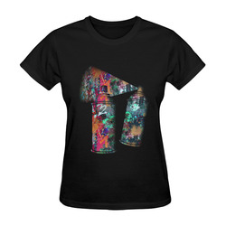 Graffiti and Paint Splatter Two Spray Cans Sunny Women's T-shirt (Model T05)