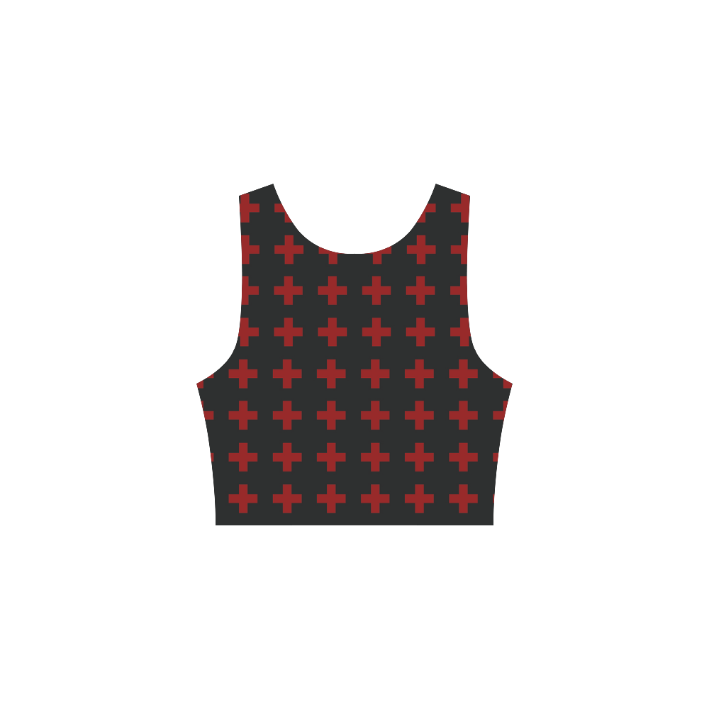 Crosses Punk Rock Pattern red crosses black Atalanta Sundress (Model D04)