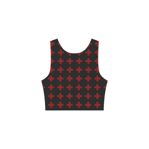 Crosses Punk Rock Pattern red crosses black Atalanta Sundress (Model D04)