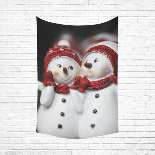 Snowman20161001 Cotton Linen Wall Tapestry 60"x 90"