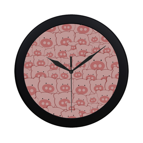 Pink Piggy Pigs Circular Plastic Wall clock