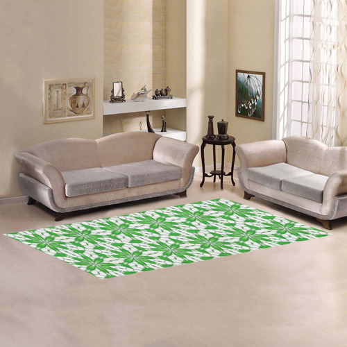 Green and White Floral Lace Area Rug 9'6''x3'3''