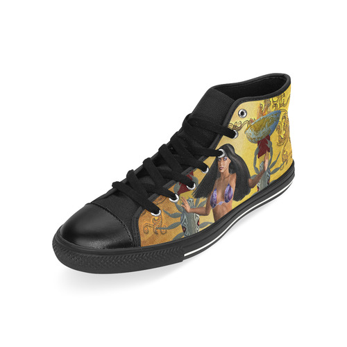 Egyptian women with scorpion High Top Canvas Women's Shoes/Large Size (Model 017)