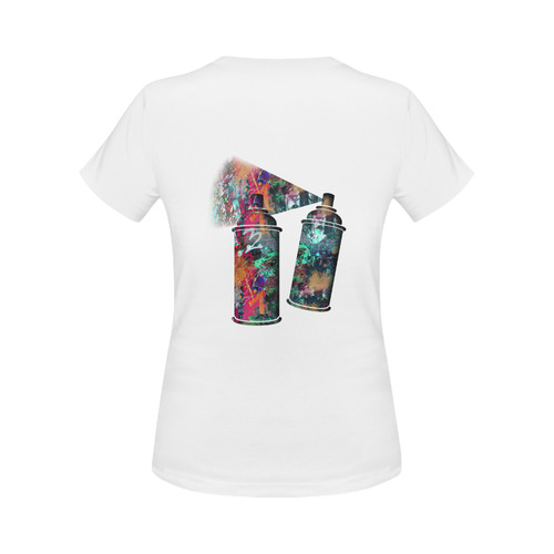 Graffiti and Paint Splatter Two Spray Cans Women's Classic T-Shirt (Model T17）