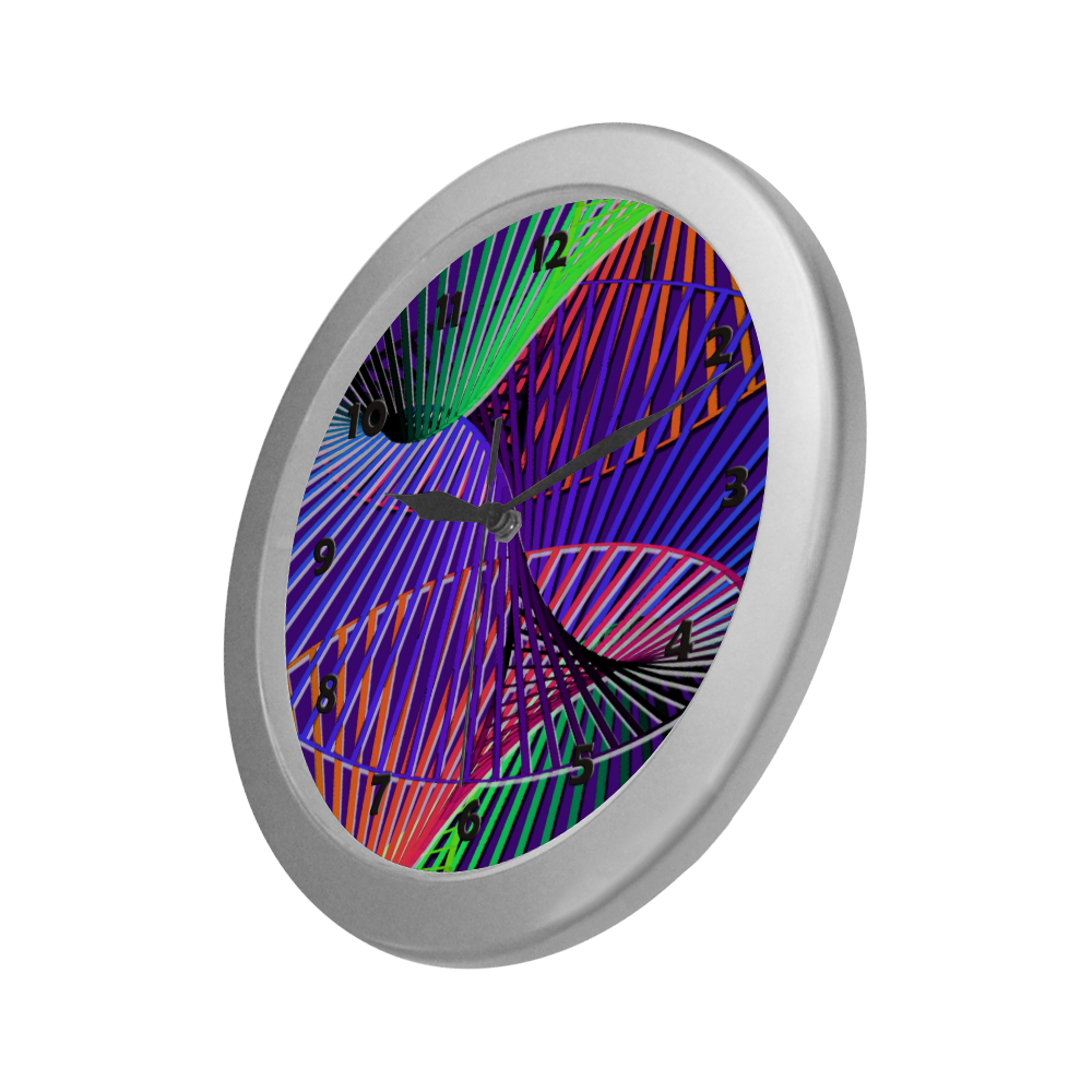 Colorful Rainbow Helix Silver Color Wall Clock