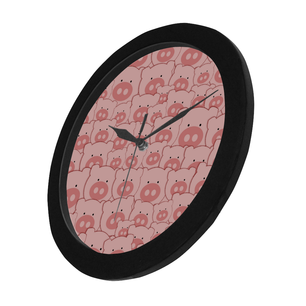 Pink Piggy Pigs Circular Plastic Wall clock