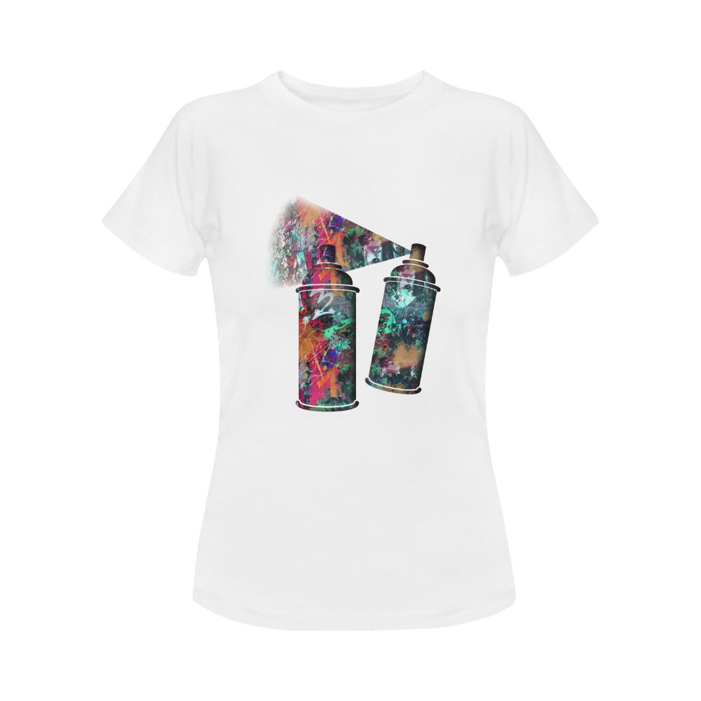 Graffiti and Paint Splatter Two Spray Cans Women's Classic T-Shirt (Model T17）