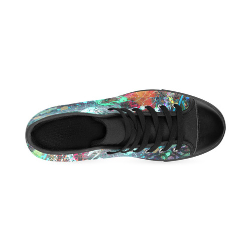 Graffiti Wall and Paint Splatter Men’s Classic High Top Canvas Shoes /Large Size (Model 017)