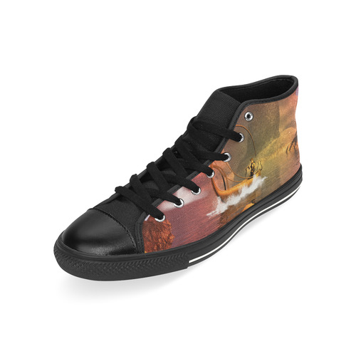 The lamp boat High Top Canvas Women's Shoes/Large Size (Model 017)