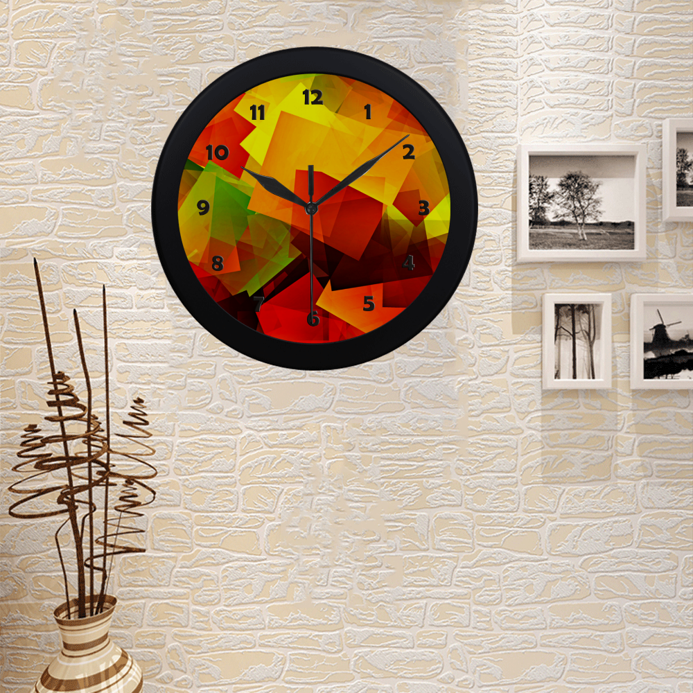 Indian Summer Cubes Circular Plastic Wall clock