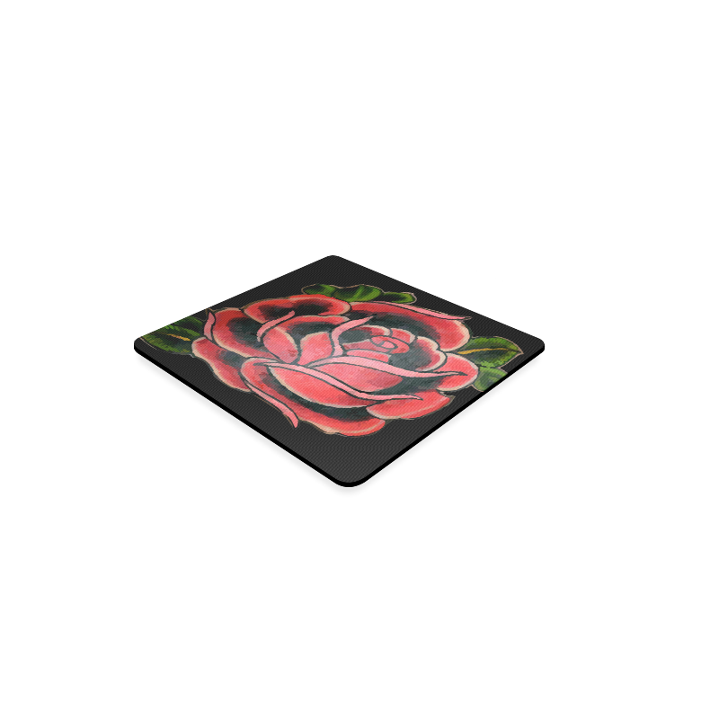 Rose Tattoo Vintage Floral Flower Art Square Coaster