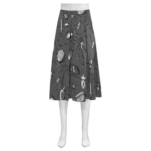 beetles spiders creepy crawlers insects bugs Mnemosyne Women's Crepe Skirt (Model D16)