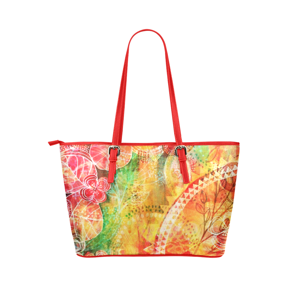 Sunshine Garden Leather Tote Bag/Large (Model 1651) ID D938811