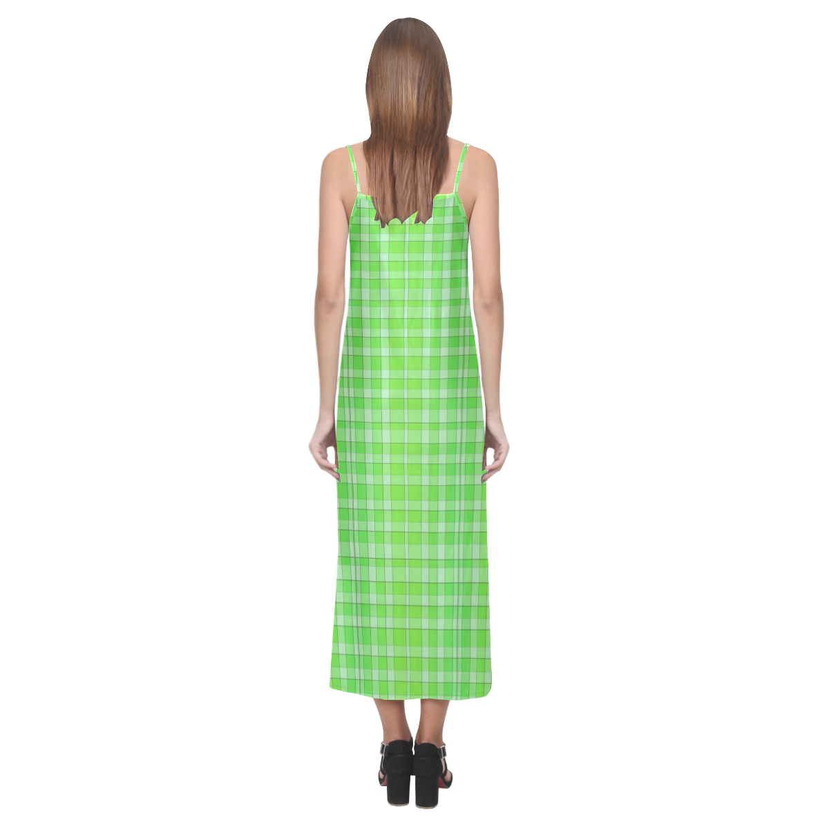 FabricPattern20160802 V-Neck Open Fork Long Dress(Model D18)