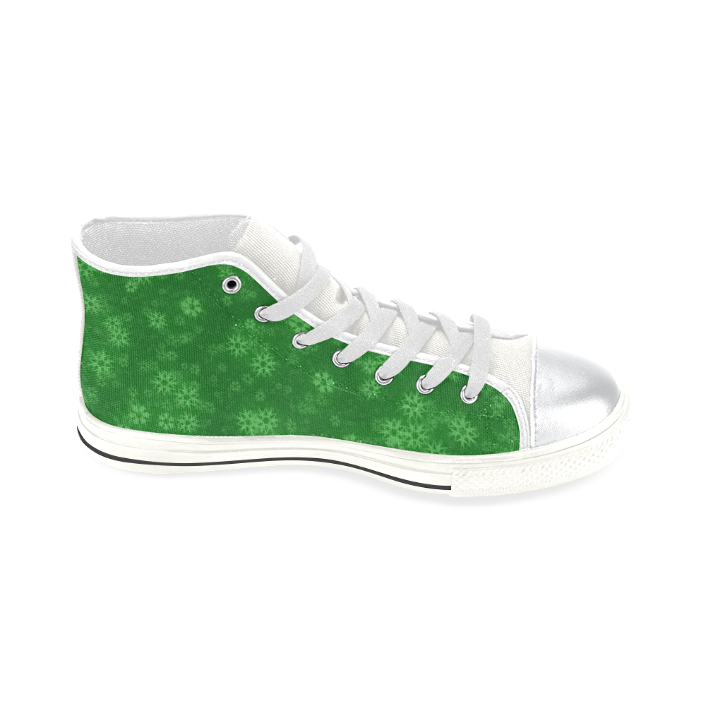 Snow stars green High Top Canvas Women's Shoes/Large Size (Model 017)