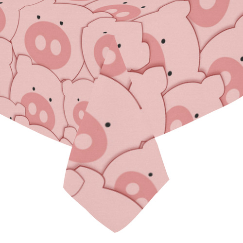 Pink Piggy Pigs Cotton Linen Tablecloth 52"x 70"