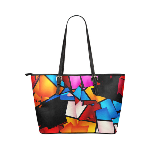 Lightning Pattern by Artdream Leather Tote Bag/Large (Model 1651)