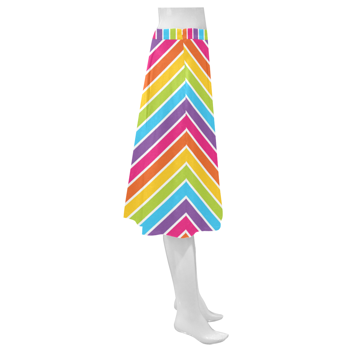 rainbow stripes Mnemosyne Women's Crepe Skirt (Model D16)