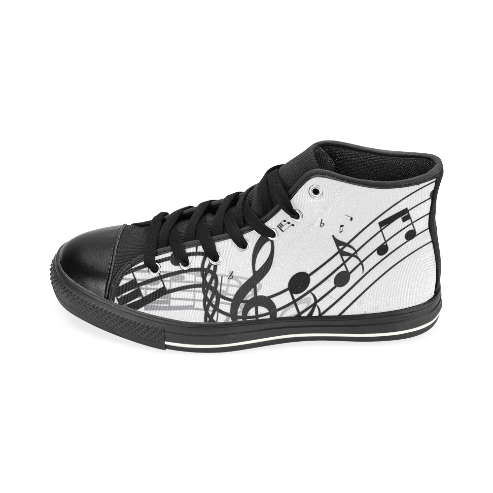 Music High Top Canvas Women's Shoes/Large Size (Model 017)