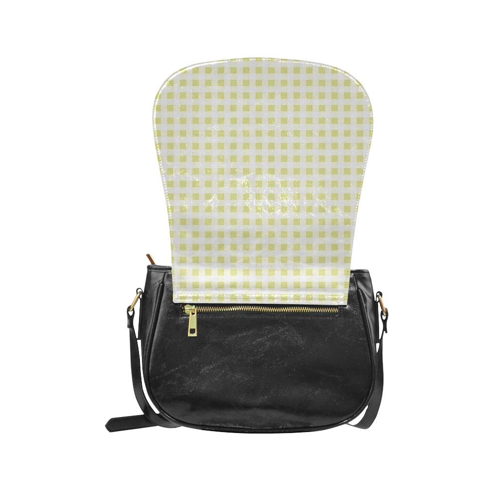 Pale Yellow Gingham Classic Saddle Bag/Small (Model 1648)