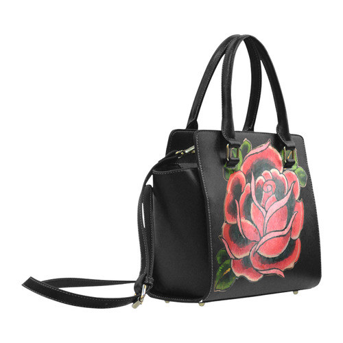 Rose Tattoo Vintage Floral Flower Art Classic Shoulder Handbag (Model 1653)