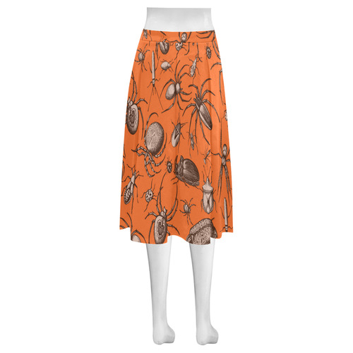 beetles spiders creepy crawlers insects halloween Mnemosyne Women's Crepe Skirt (Model D16)