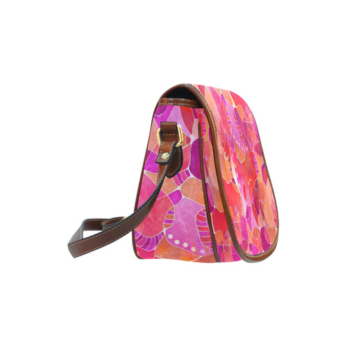 Meshuga Pink Pattern Saddle Bag/Small (Model 1649) Full Customization