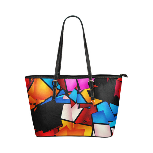 Lightning Pattern by Artdream Leather Tote Bag/Large (Model 1651)