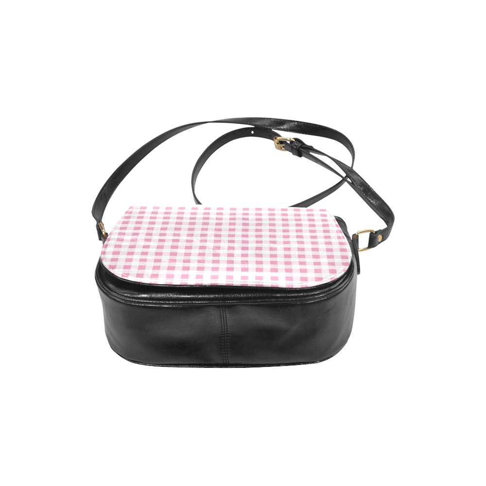 Petal Pink Gingham Classic Saddle Bag/Large (Model 1648)