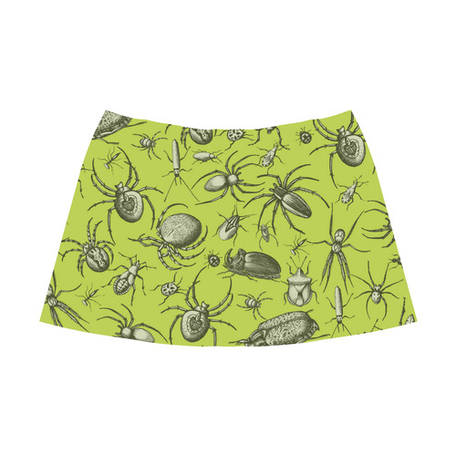 insects spiders creepy crawlers halloween green Mnemosyne Women's Crepe Skirt (Model D16)