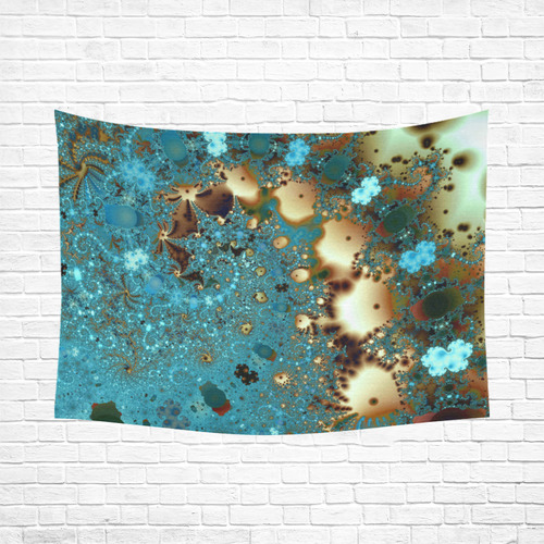 Distant Lands Copper Blue Brago Mitchell Cotton Linen Wall Tapestry 80"x 60"