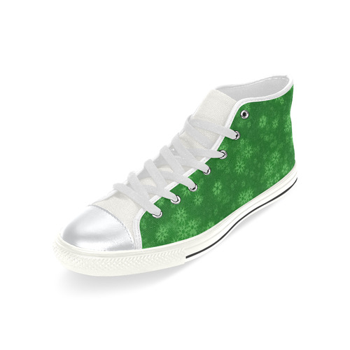 Snow stars green High Top Canvas Women's Shoes/Large Size (Model 017)