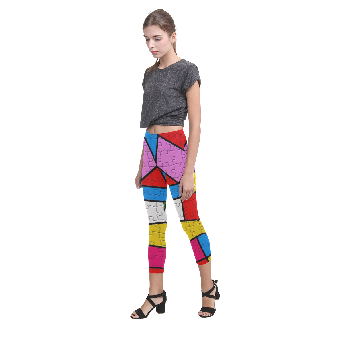 Puzzle Dream by Popart Lover Capri Legging (Model L02)