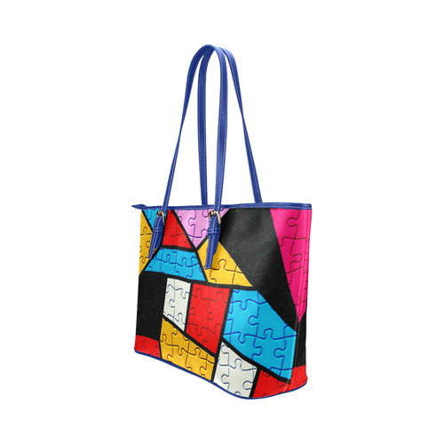 Puzzle Dream by Popart Leather Tote Bag/Small (Model 1651)