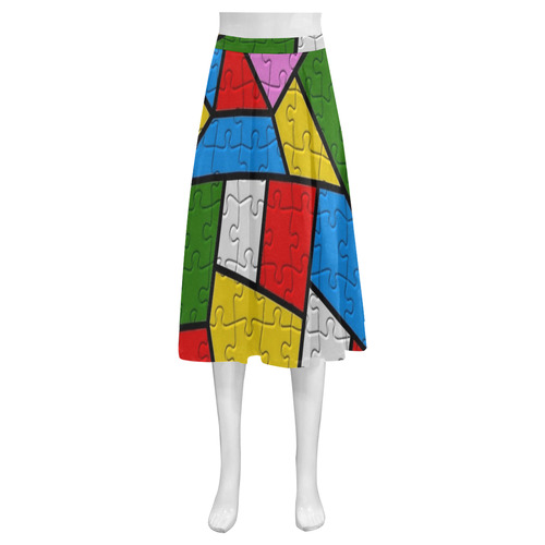 Puzzle Dream by Popart Lover Mnemosyne Women's Crepe Skirt (Model D16)
