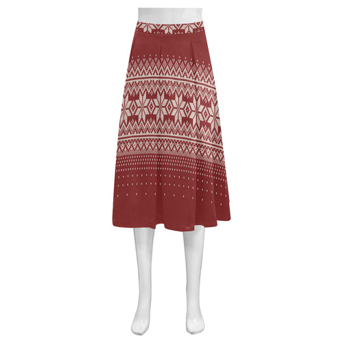 nordic pattern ugly sweater pattern Mnemosyne Women's Crepe Skirt (Model D16)