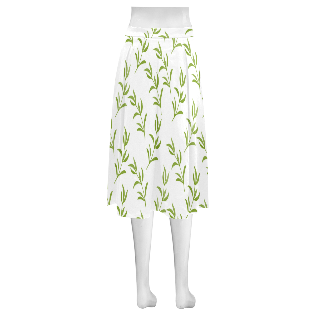 green branches Mnemosyne Women's Crepe Skirt (Model D16)