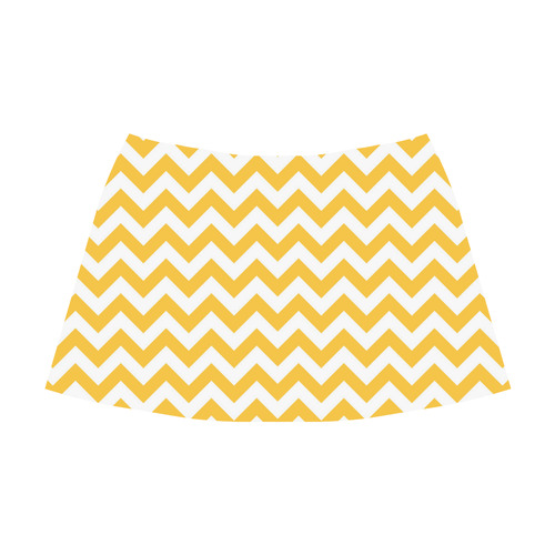 Sunny Yellow zigzag chevron pattern Mnemosyne Women's Crepe Skirt (Model D16)